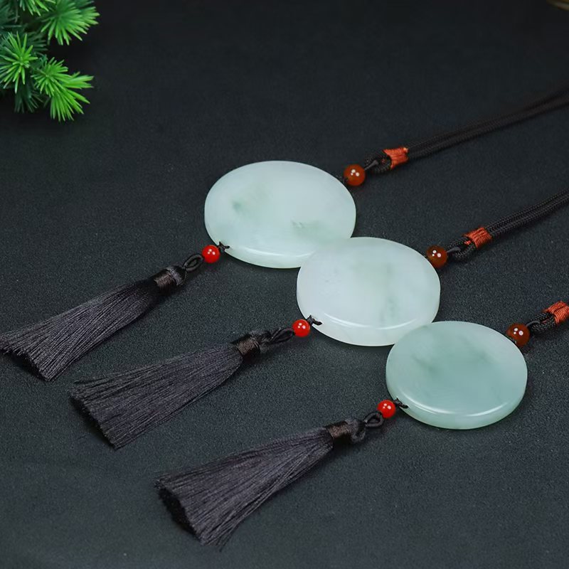 天然玉石新疆天山翠镯心料冰翠飘花车挂挂件颜色多样拍一发一