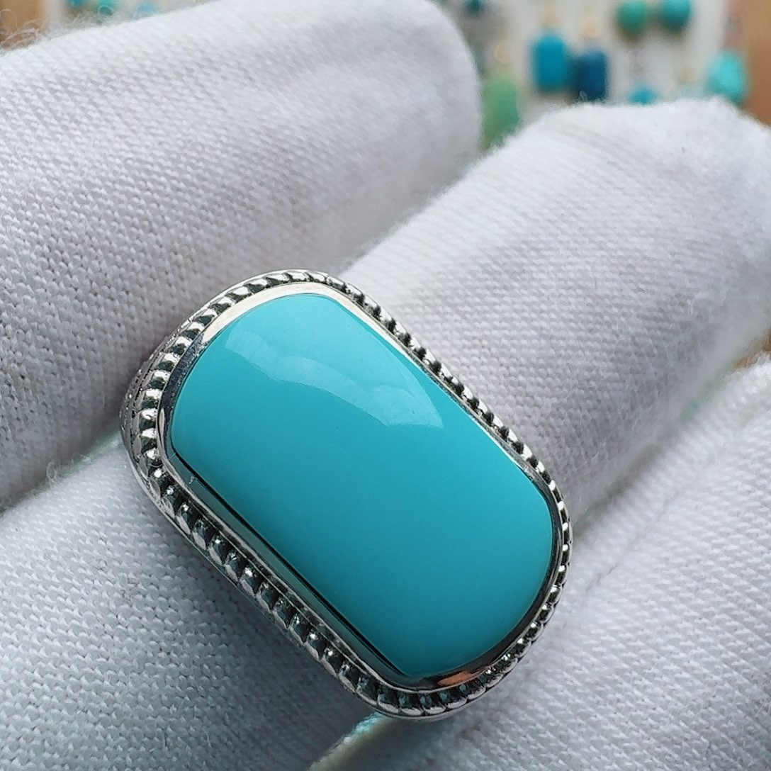 绿松石银S925镶嵌戒指