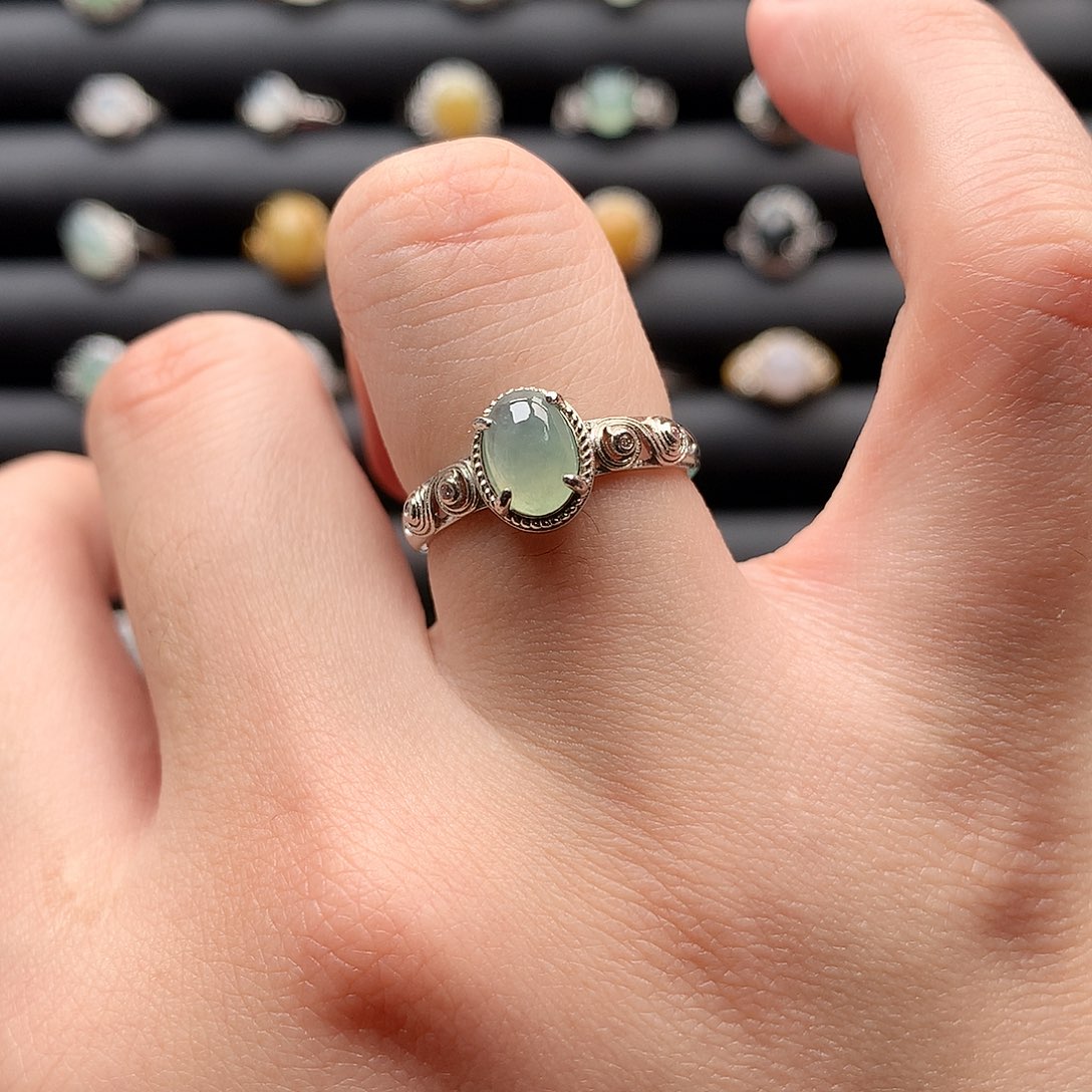 翡翠戒指银S925镶嵌0145