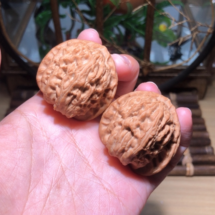 文玩核桃把件38.5三角白