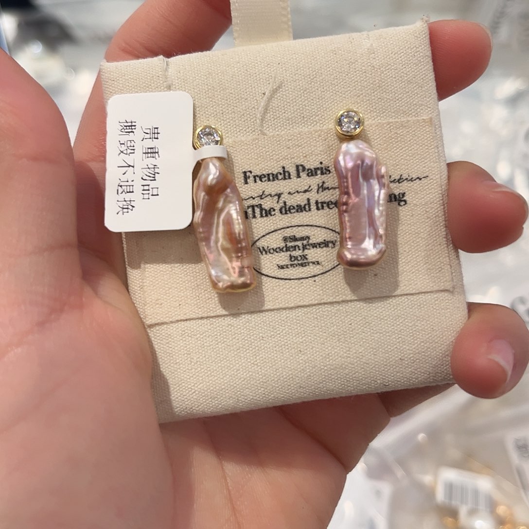 淡水珍珠耳饰银S925镶嵌