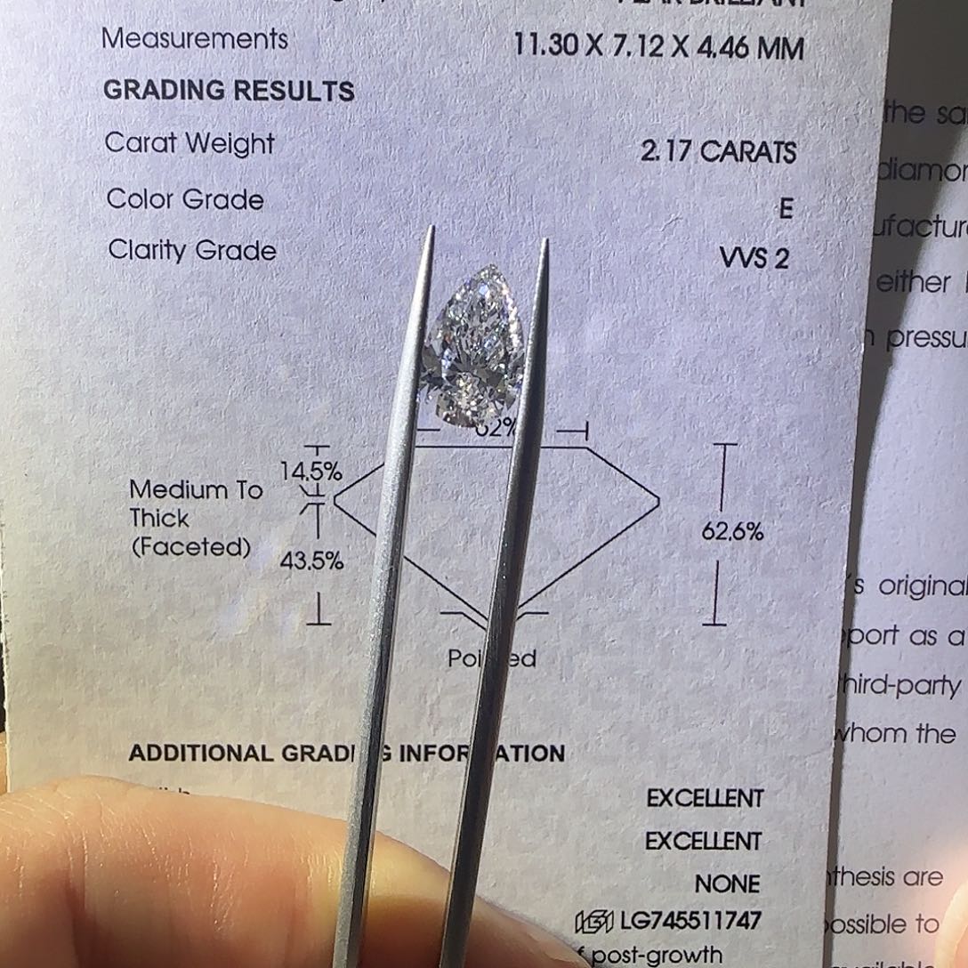 合成钻石裸石水滴培育钻石evvs2