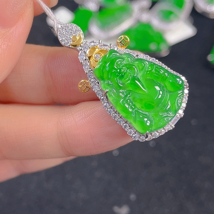 翡翠银S925镶嵌吊坠(不含链)