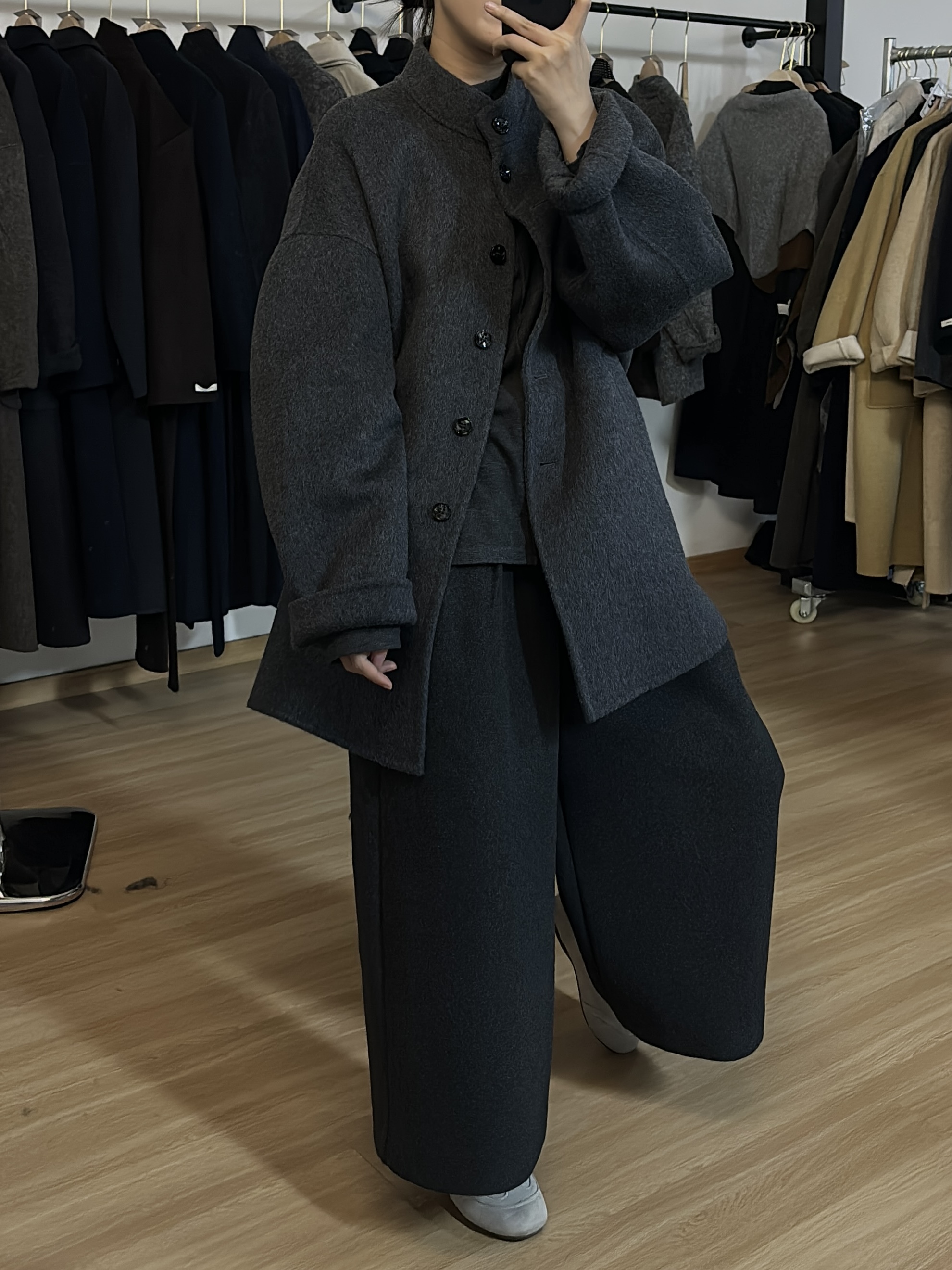 毛呢裤阔腿裤秋冬百搭直筒裤 不加绒