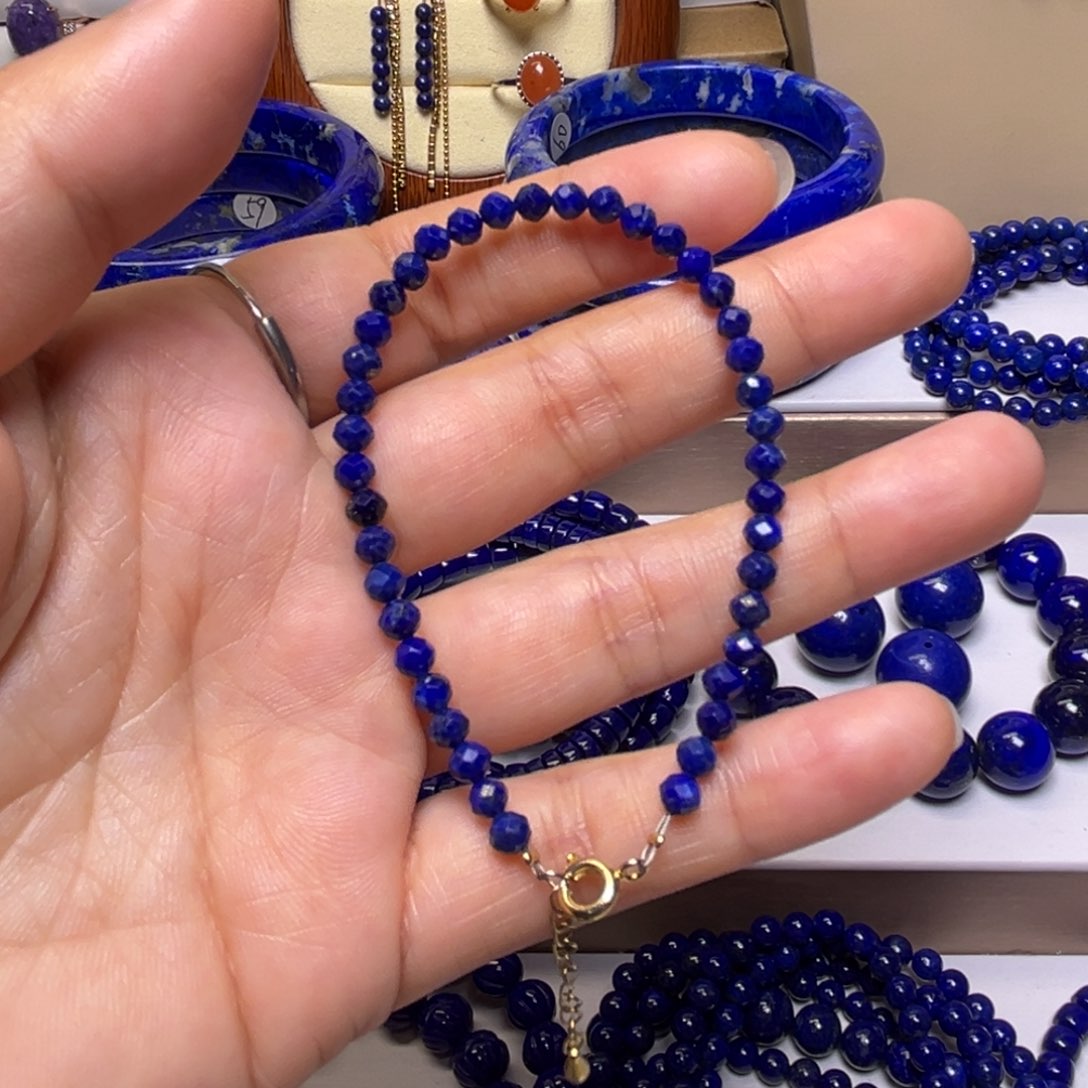 青金石手串未镶嵌切面4m m