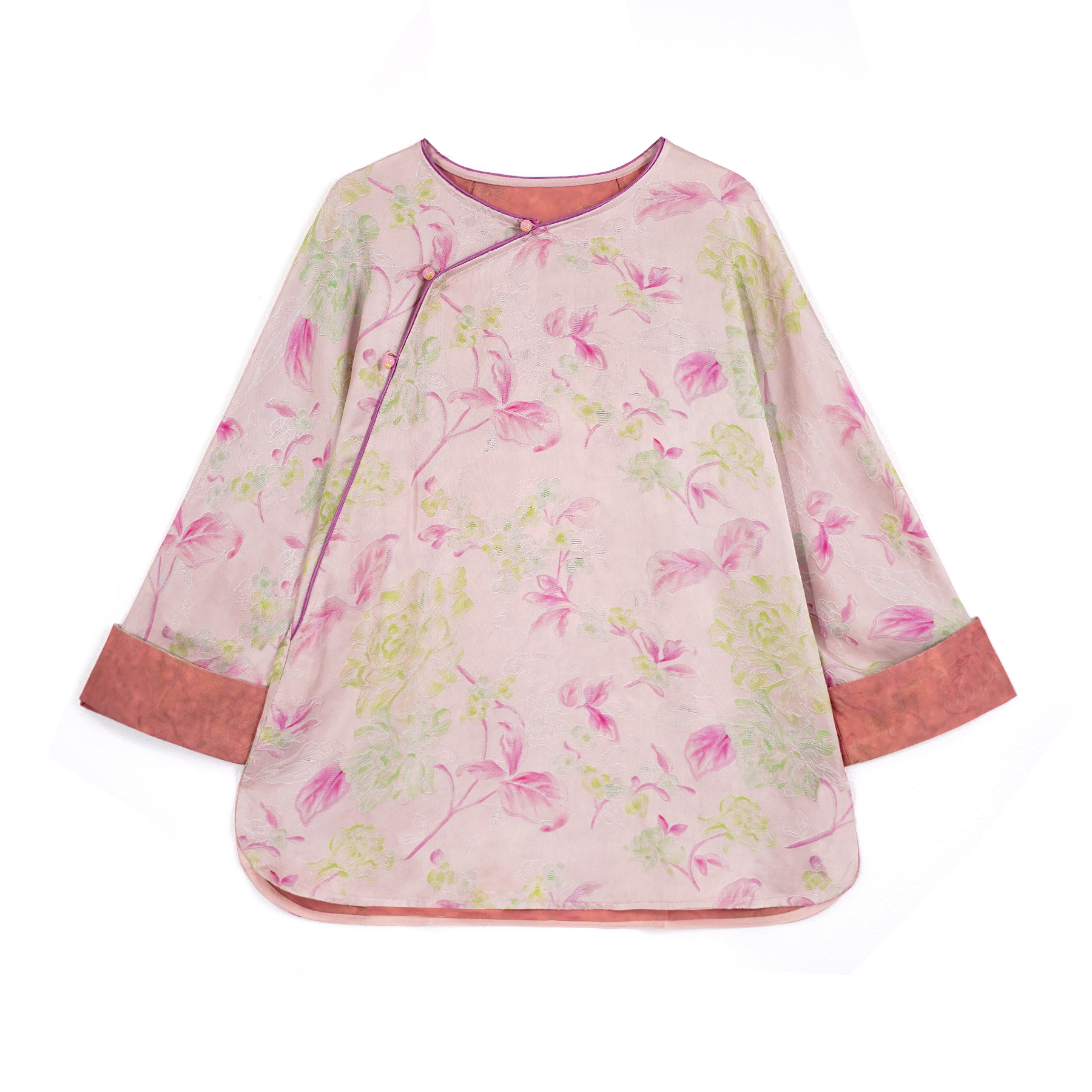 （溪风晚）红色改良中式茶服春夏季女装宽松上衣FB2501211