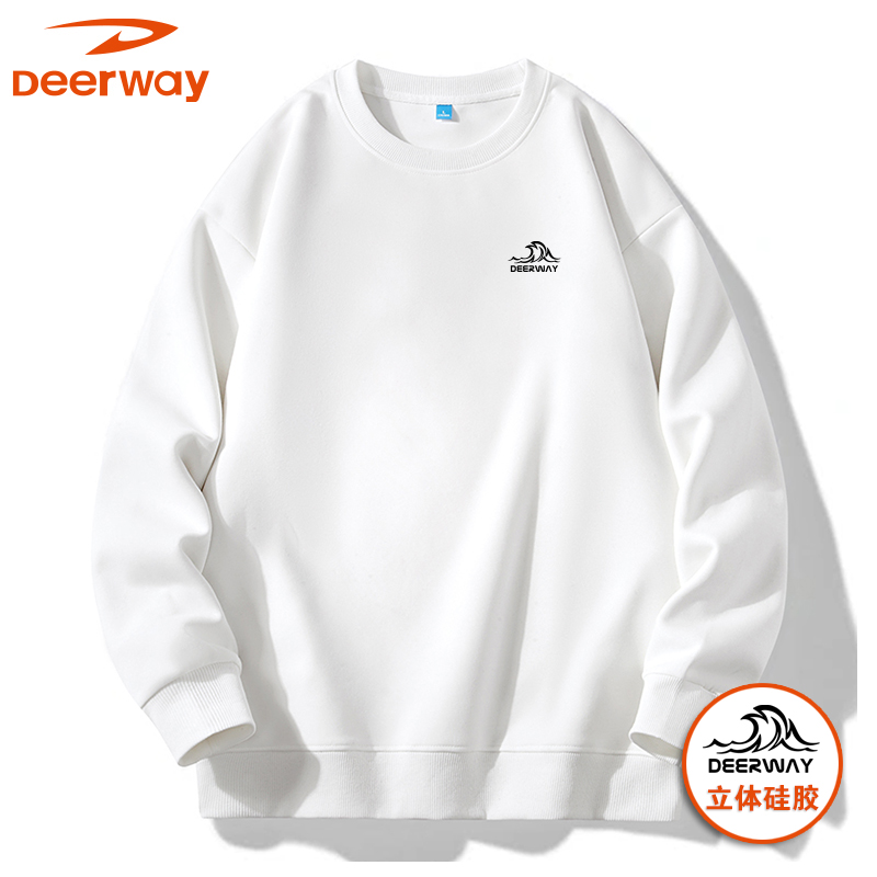 Deerway/德尔惠立体硅胶印花圆领潮牌男秋季休闲长袖卫衣男女同款