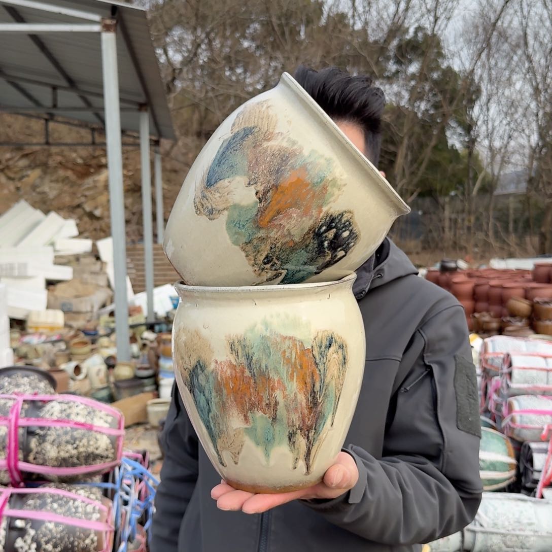 紫砂花盆口18高21（两个工艺品新款