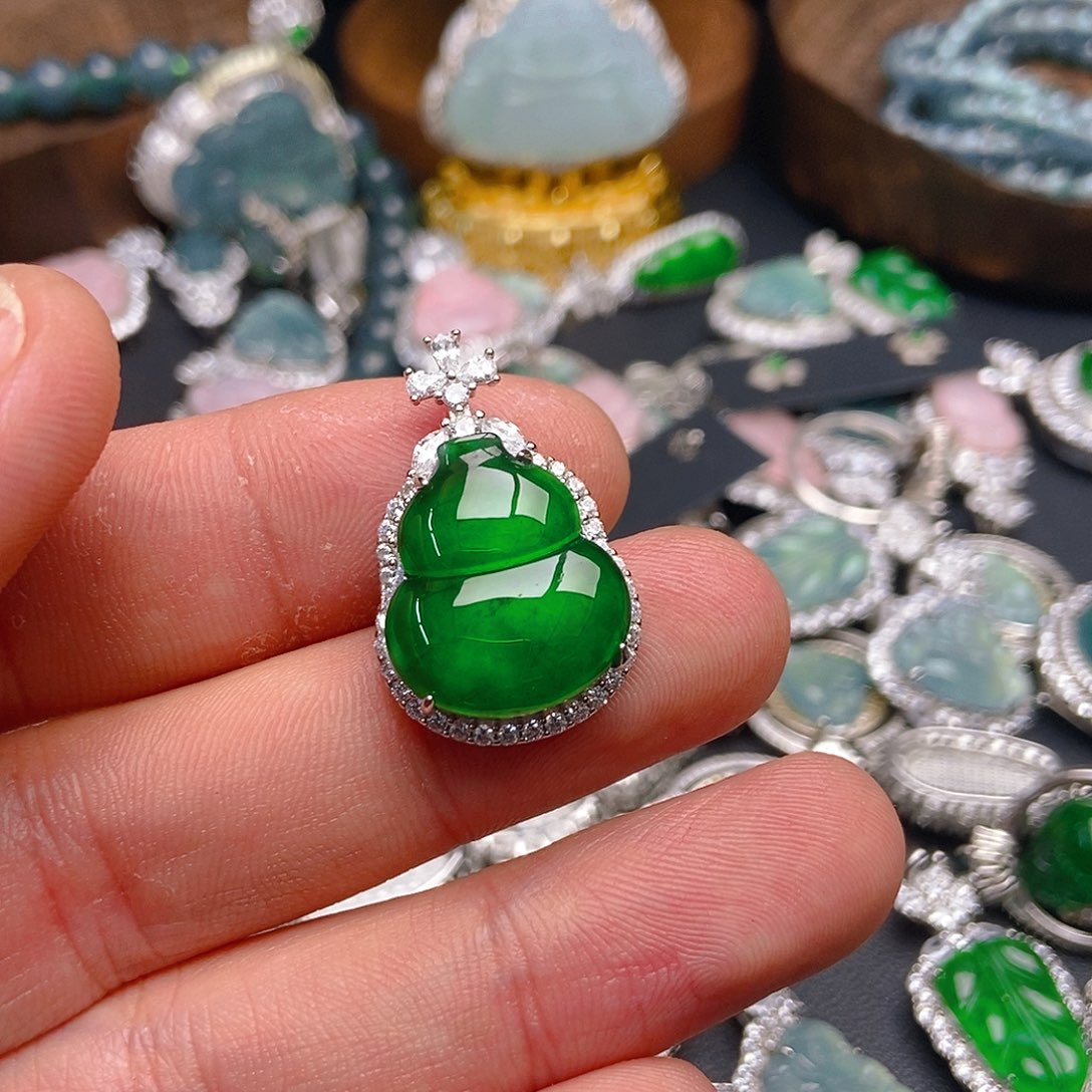 翡翠吊坠(不含链)银S925镶嵌573吊坠