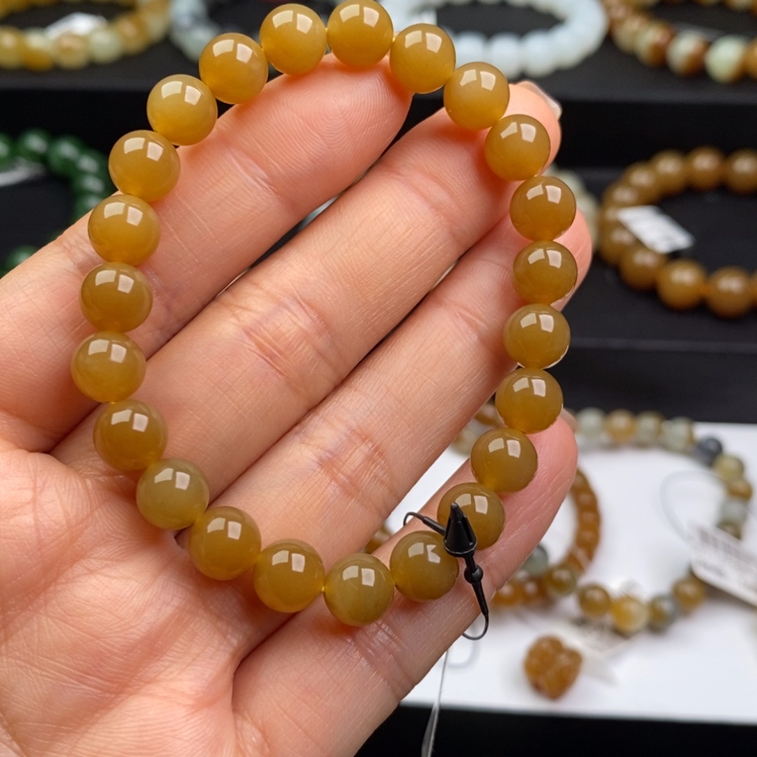 斜***陌和田玉未镶嵌手串