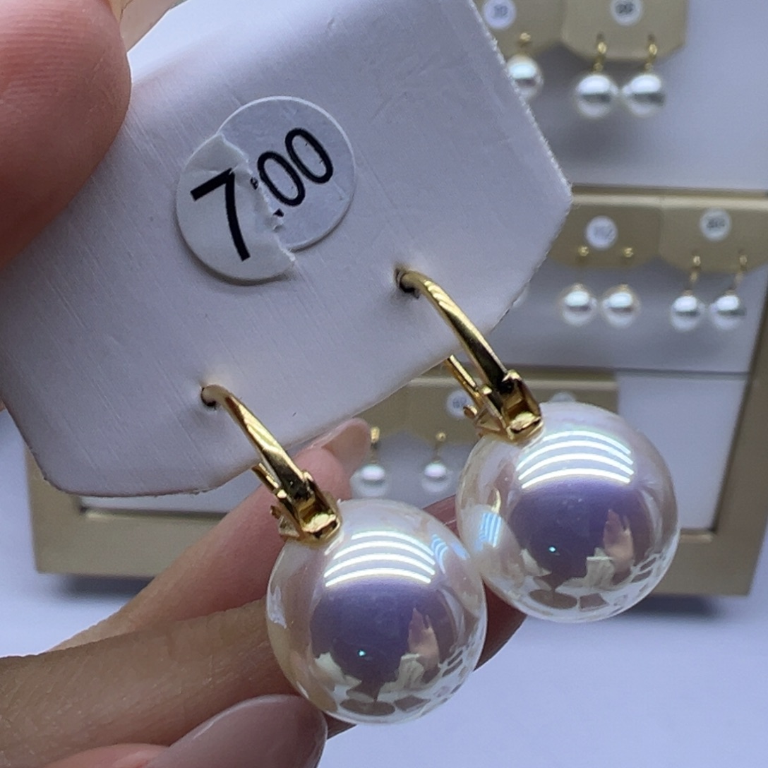 耳饰银S925镶嵌淡水珍珠