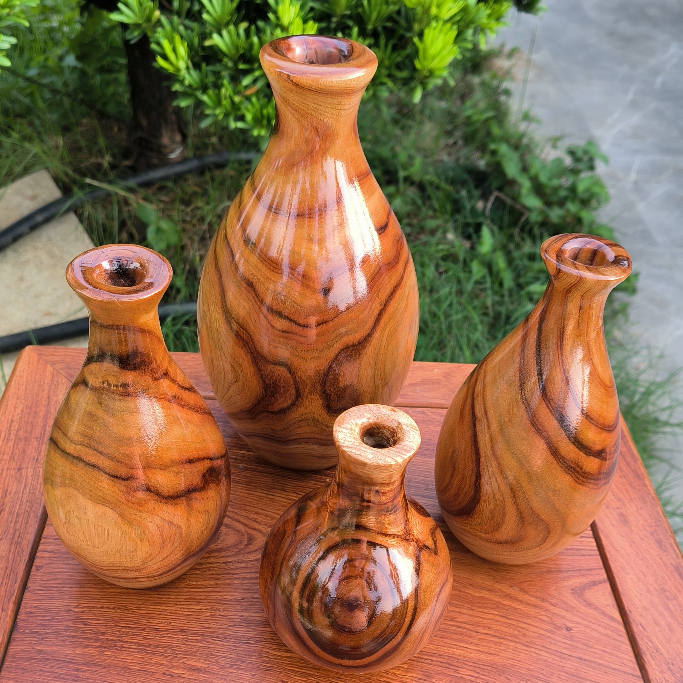 手工创意香樟实木花瓶 造型精美纹理漂亮 