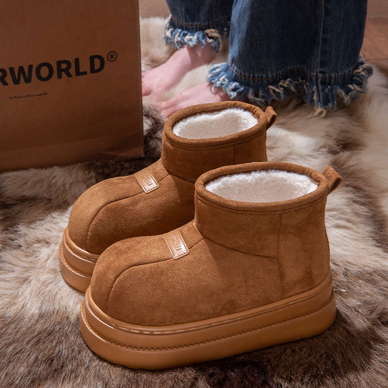 ECAC厚底雪地靴女防滑加绒加厚短靴2026冬季新款增高保暖棉鞋外穿商品图
