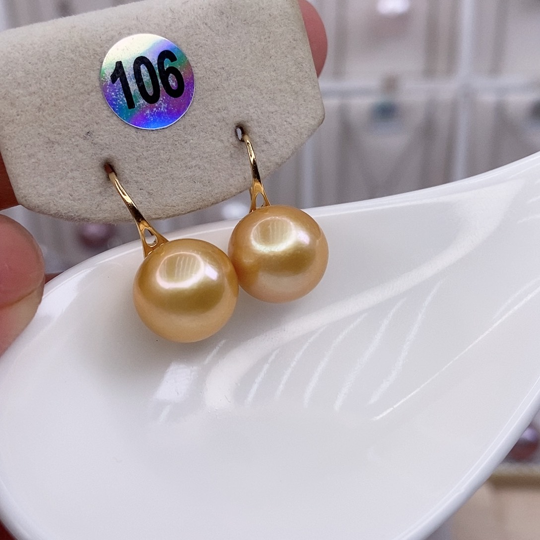 今***歌银S925镶嵌淡水珍珠耳饰11/12mm