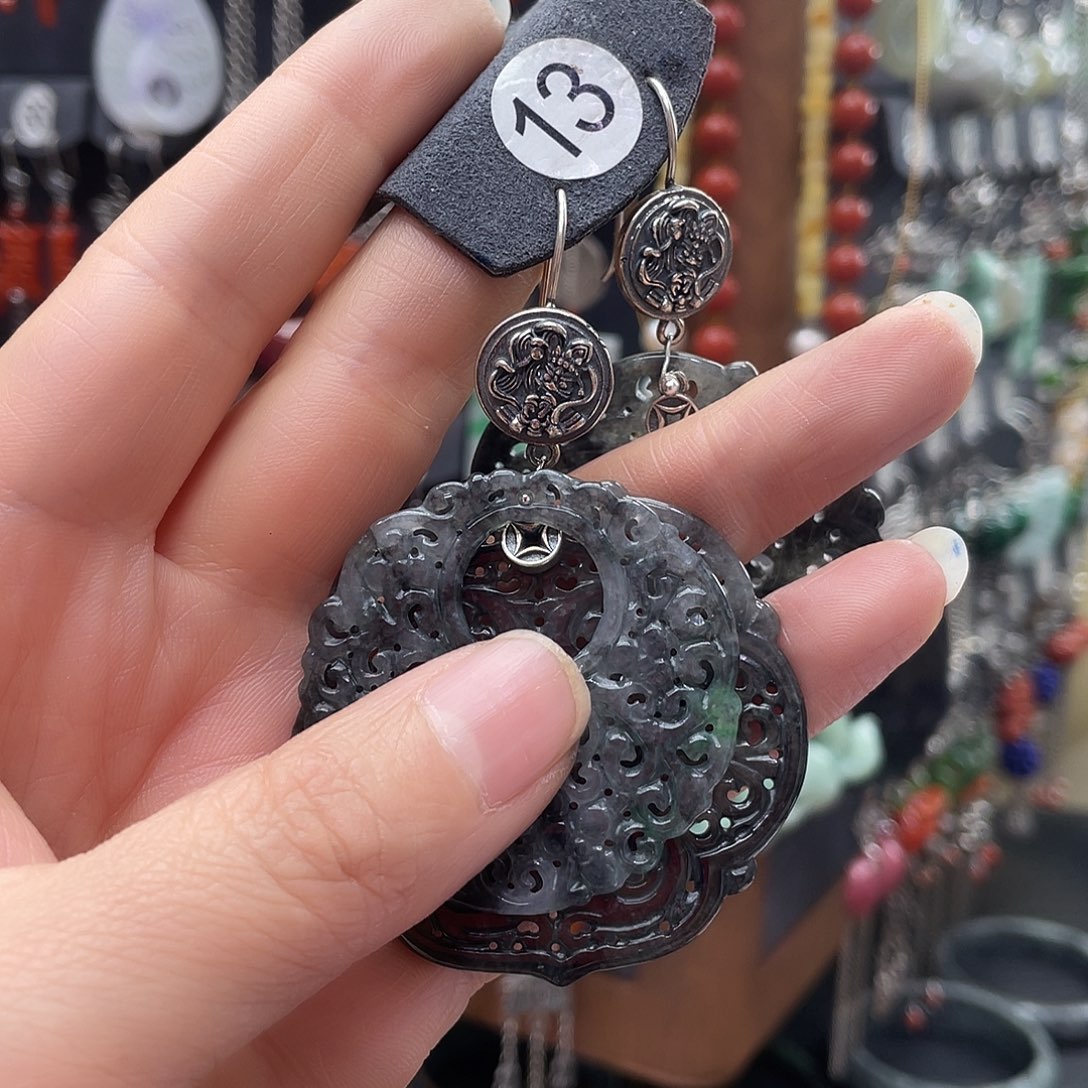 翡翠耳饰银S925镶嵌天**勤315vbnhhhh