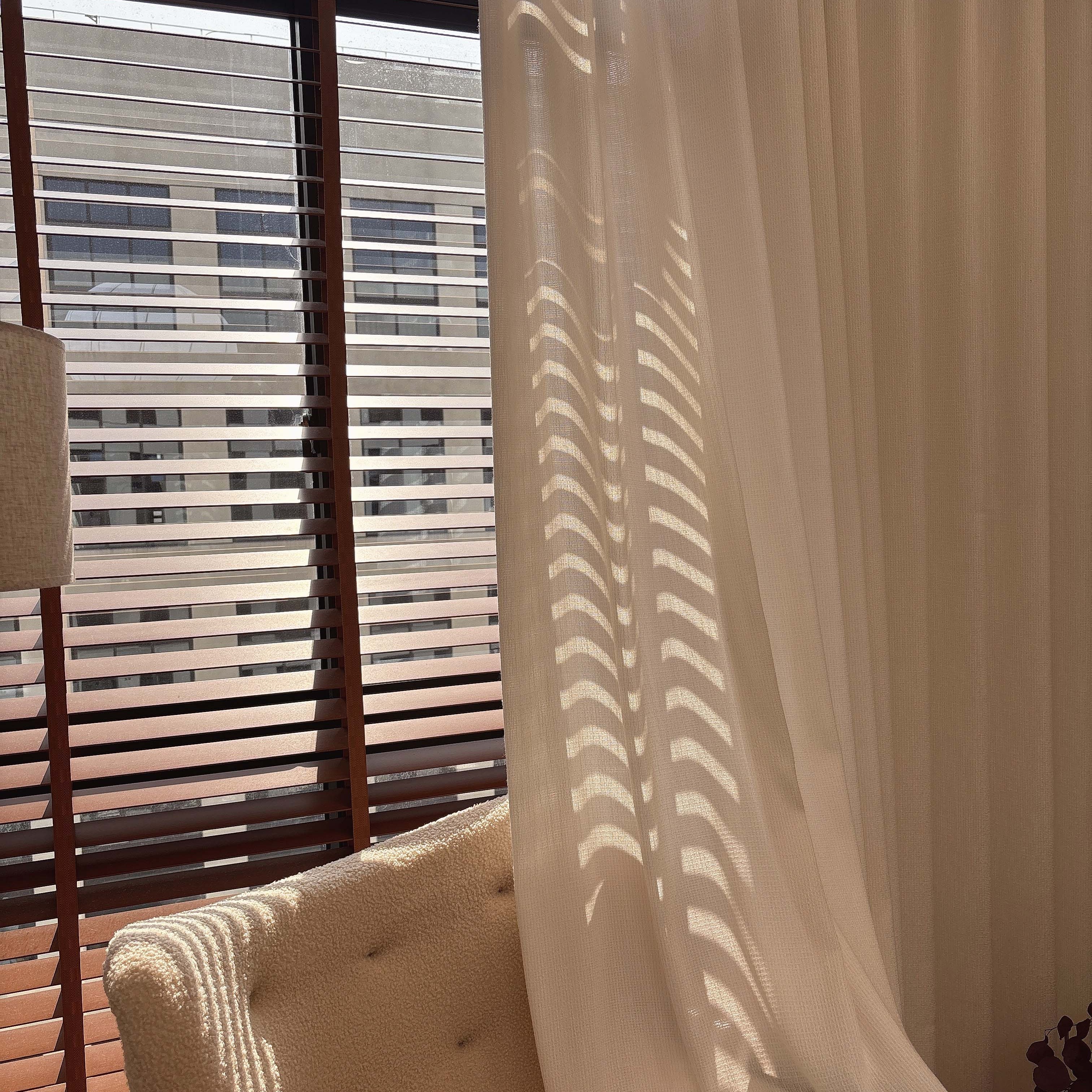 米洛缇 简约中古风提花纱透光不透人金丝编织肌理定制纱帘