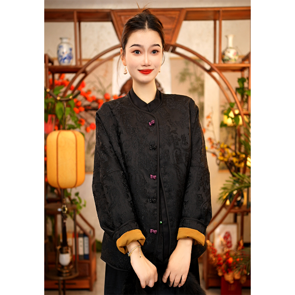 【董小姐】！宠粉福利！蚕丝棉上衣女厚外套新中式提花中国风