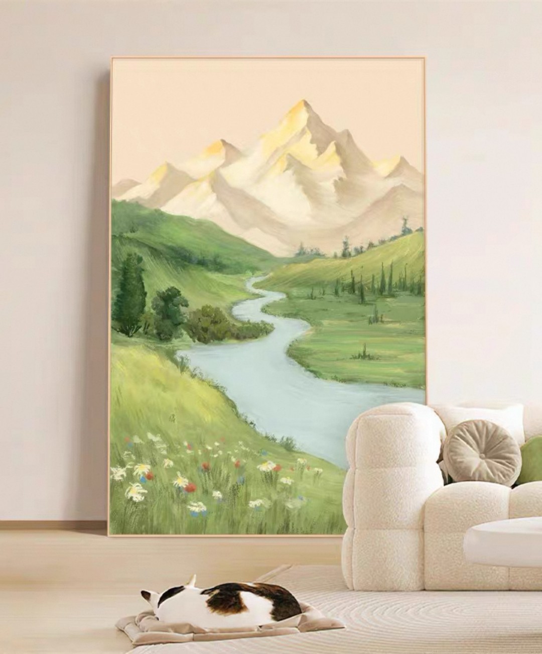 日照金山客厅沙发墙装饰画山水风景挂画入户玄关走廊过道绿植壁画