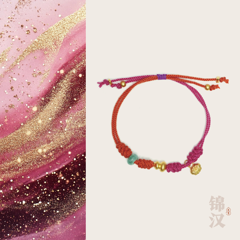 「猪猴虎」锦汉美学手链 翡翠/足金999 25048