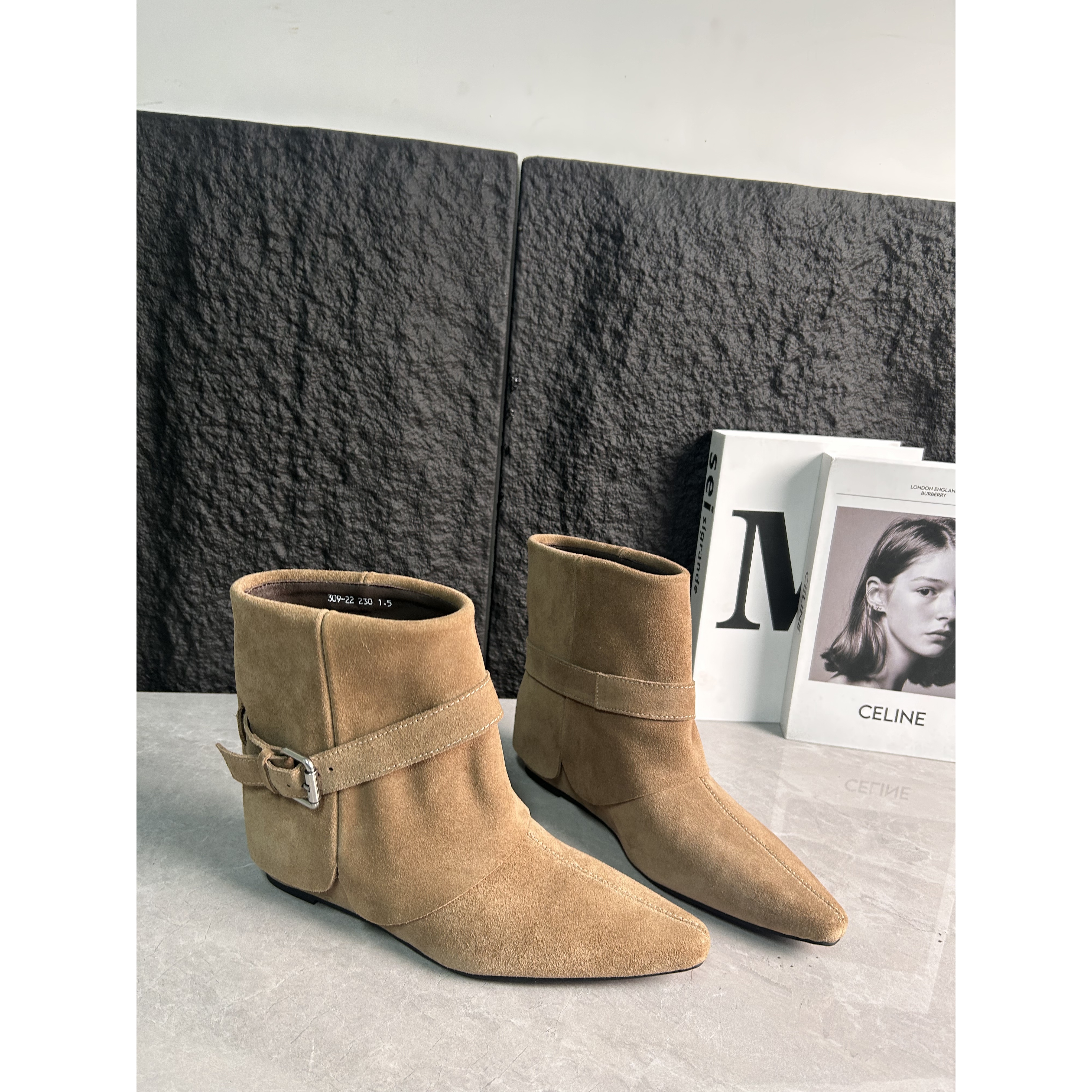 大龙甄选~牛皮/冬季新款欧美真皮短靴尖头309-22