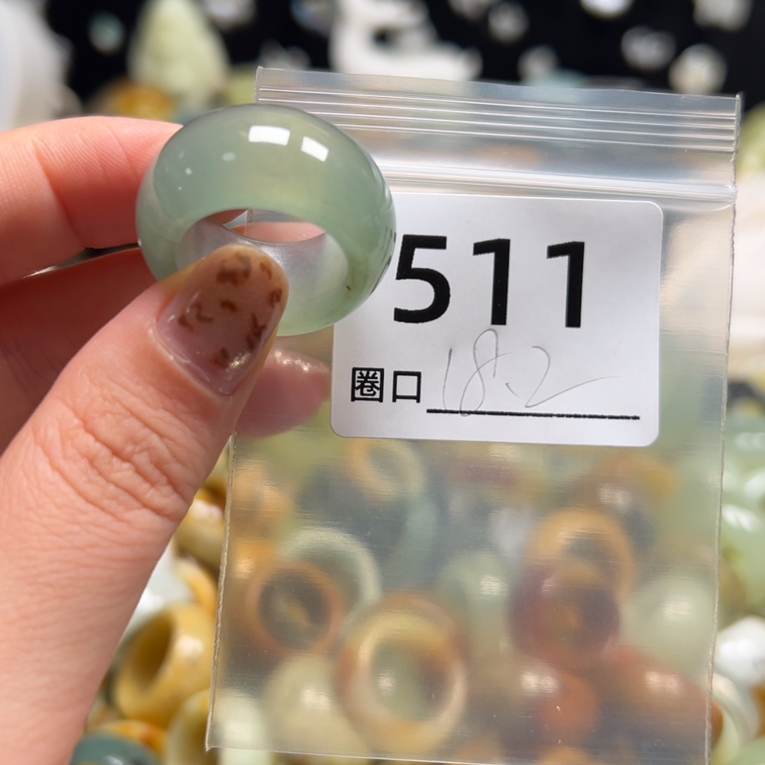 妙***鱼蛇纹石玉未镶嵌戒指