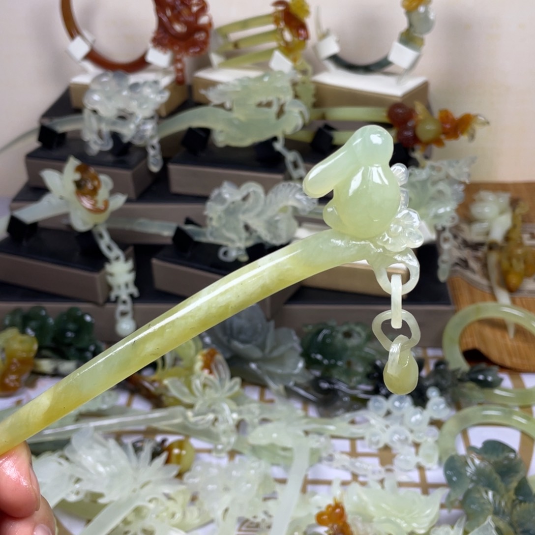未镶嵌蛇纹石玉发饰