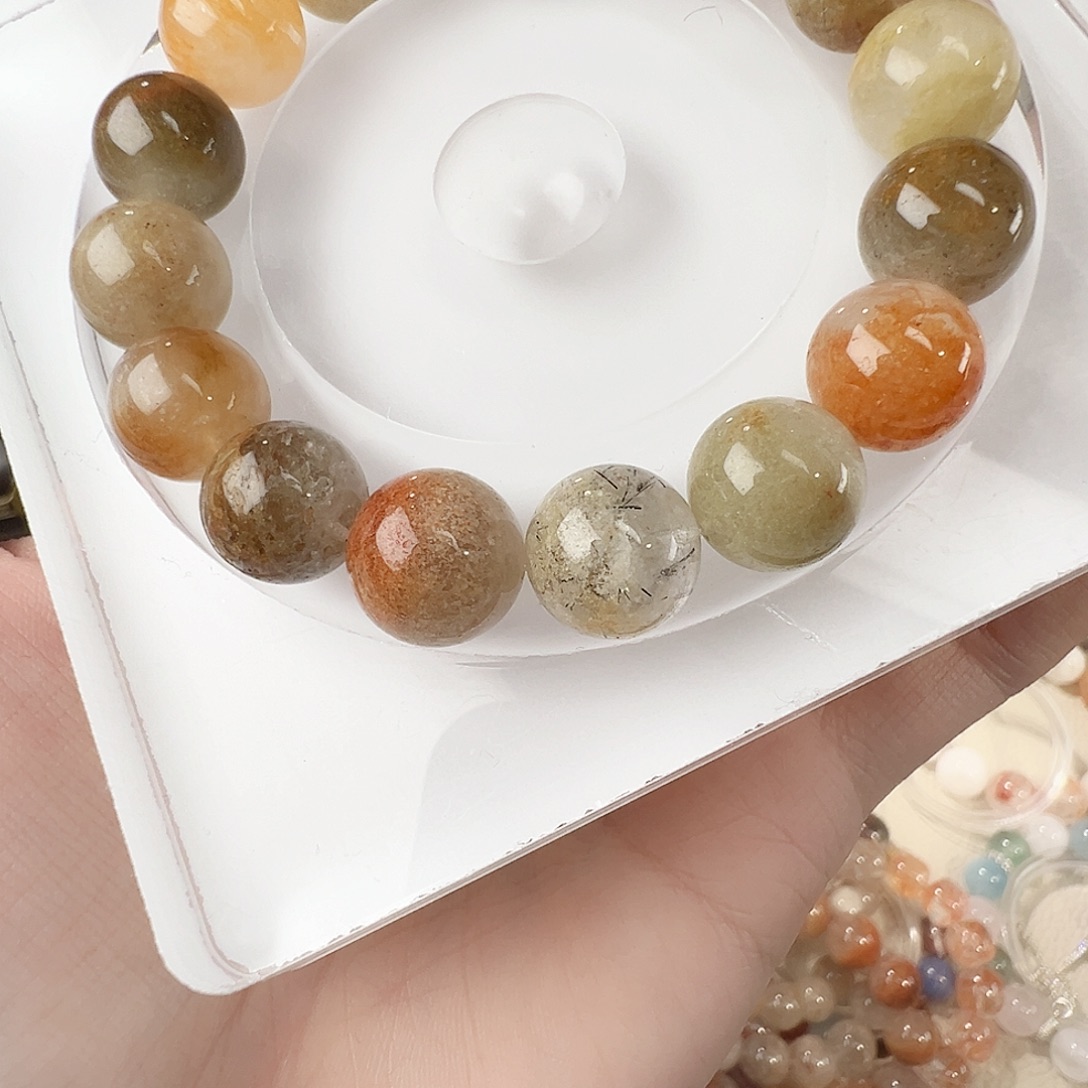 水晶手串未镶嵌抹茶四季幽灵 