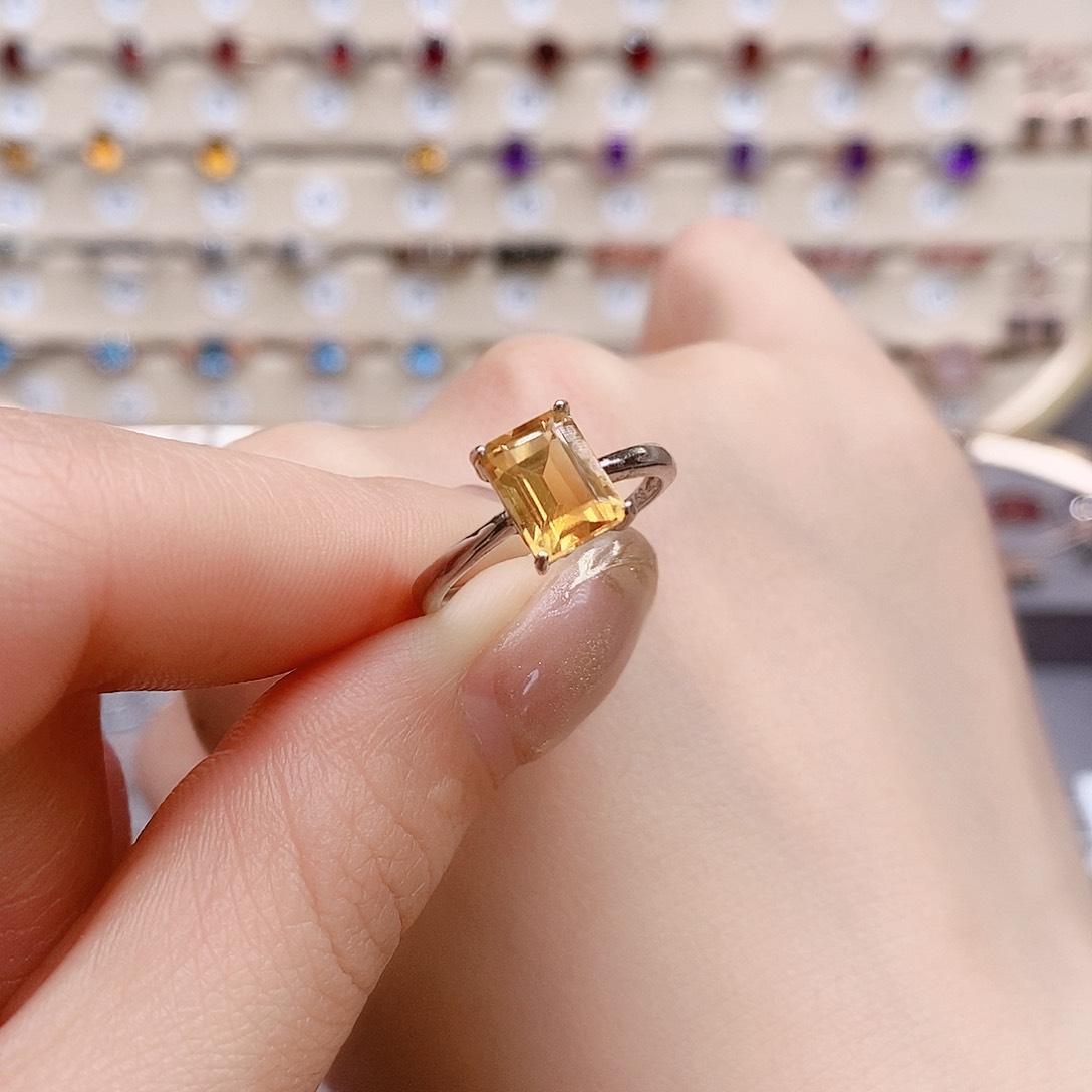 水晶戒指银S925镶嵌戒指