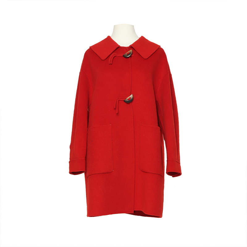 【籽言专属】商场同款100%绵羊毛牛角扣双面呢大衣N2110B24307