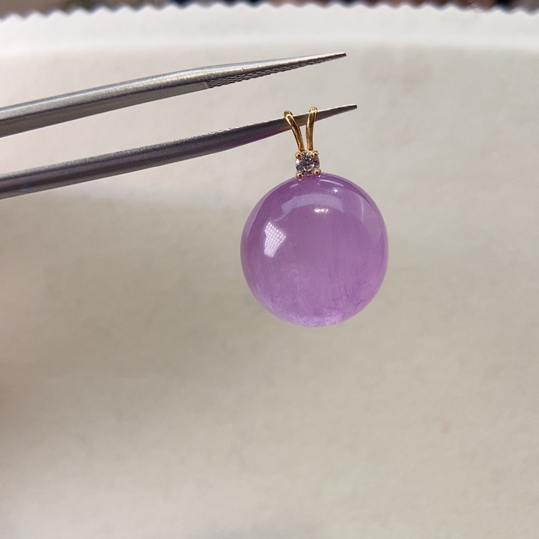 锂辉石吊坠18K金镶嵌洋***