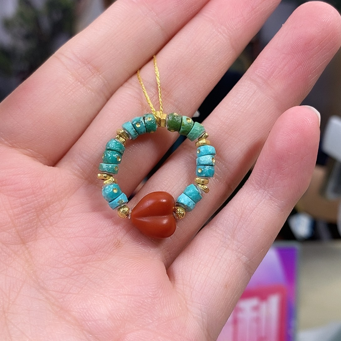 绿松石18K金镶嵌珠宝奇石