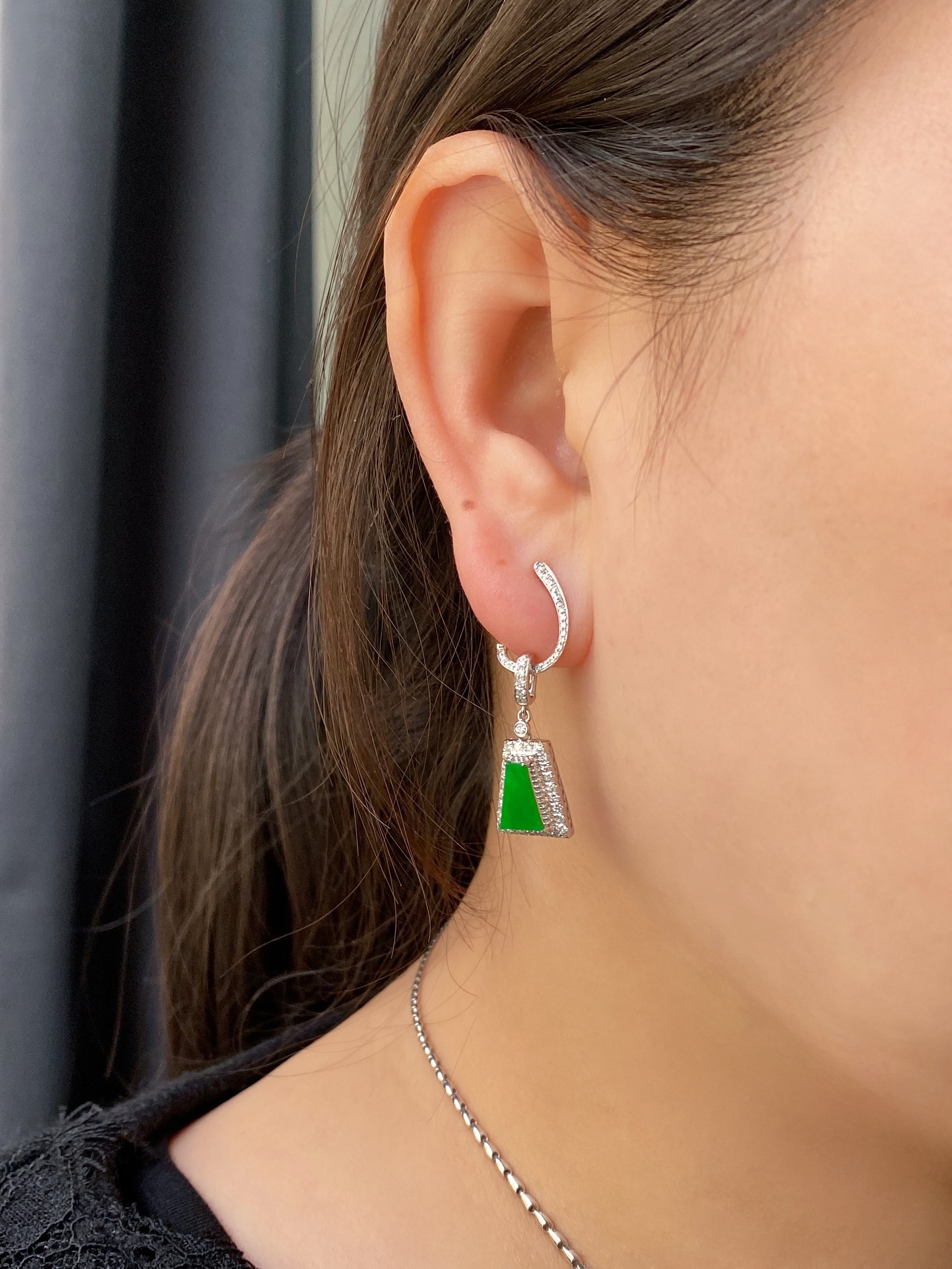 【点石】简约新款可挂滴溜day耳饰18k金镶嵌钻石百搭素款轻奢款