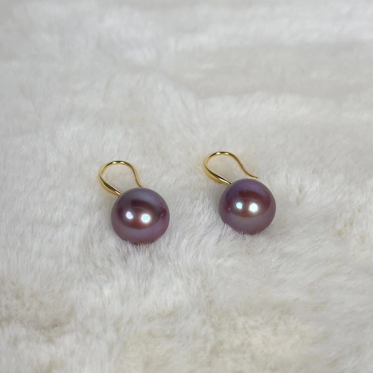 【菀儿】S925银 淡水紫珠耳钩 11-12mm X40