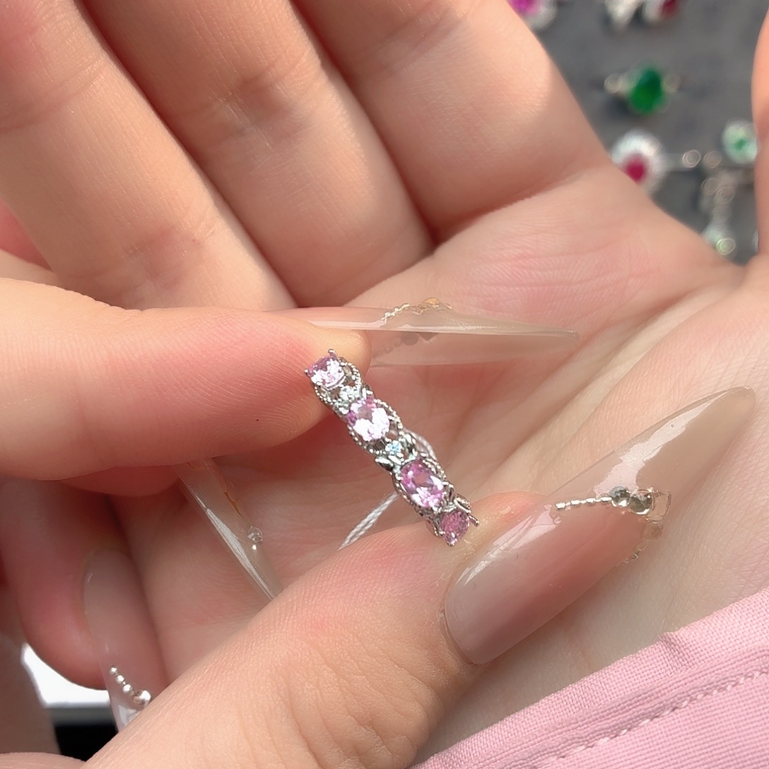 925银培育帕帕拉恰色粉蓝宝