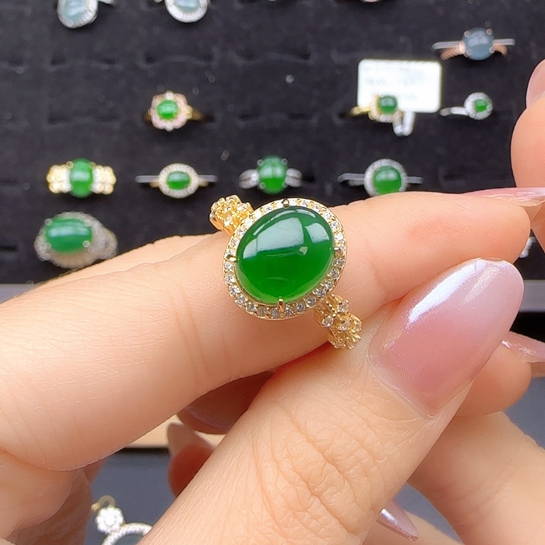 银S925镶嵌戒指翡翠