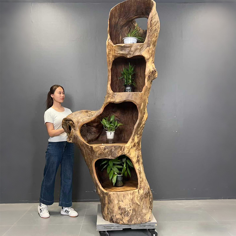 香樟木原木原生态多层多宝阁架茶室茶叶展示置物架