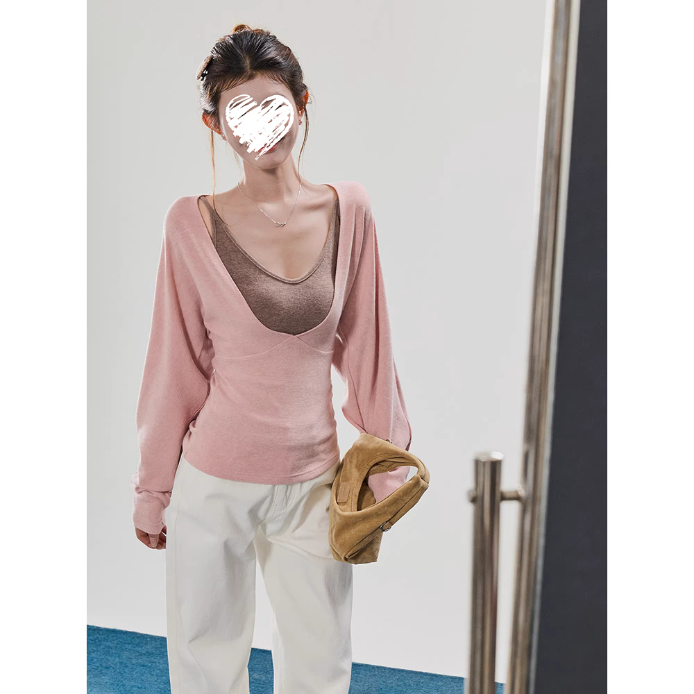 纯欲风辣妹两件套针织衫女秋冬收腰显瘦打底内搭上衣81616+81658