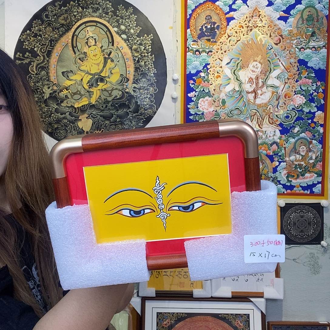 卷轴画纯手绘唐卡文殊般若法眼15✖️17厘米左右
