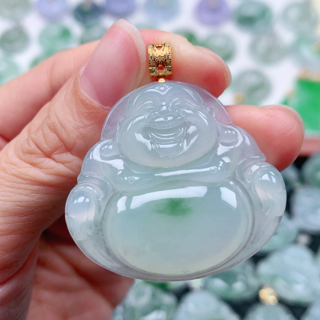 翡翠吊坠(不含链)18K金镶嵌