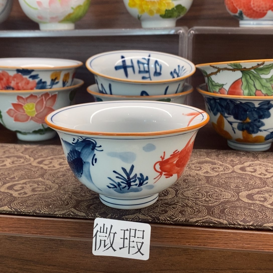 釉下彩老陶泥手工绘制