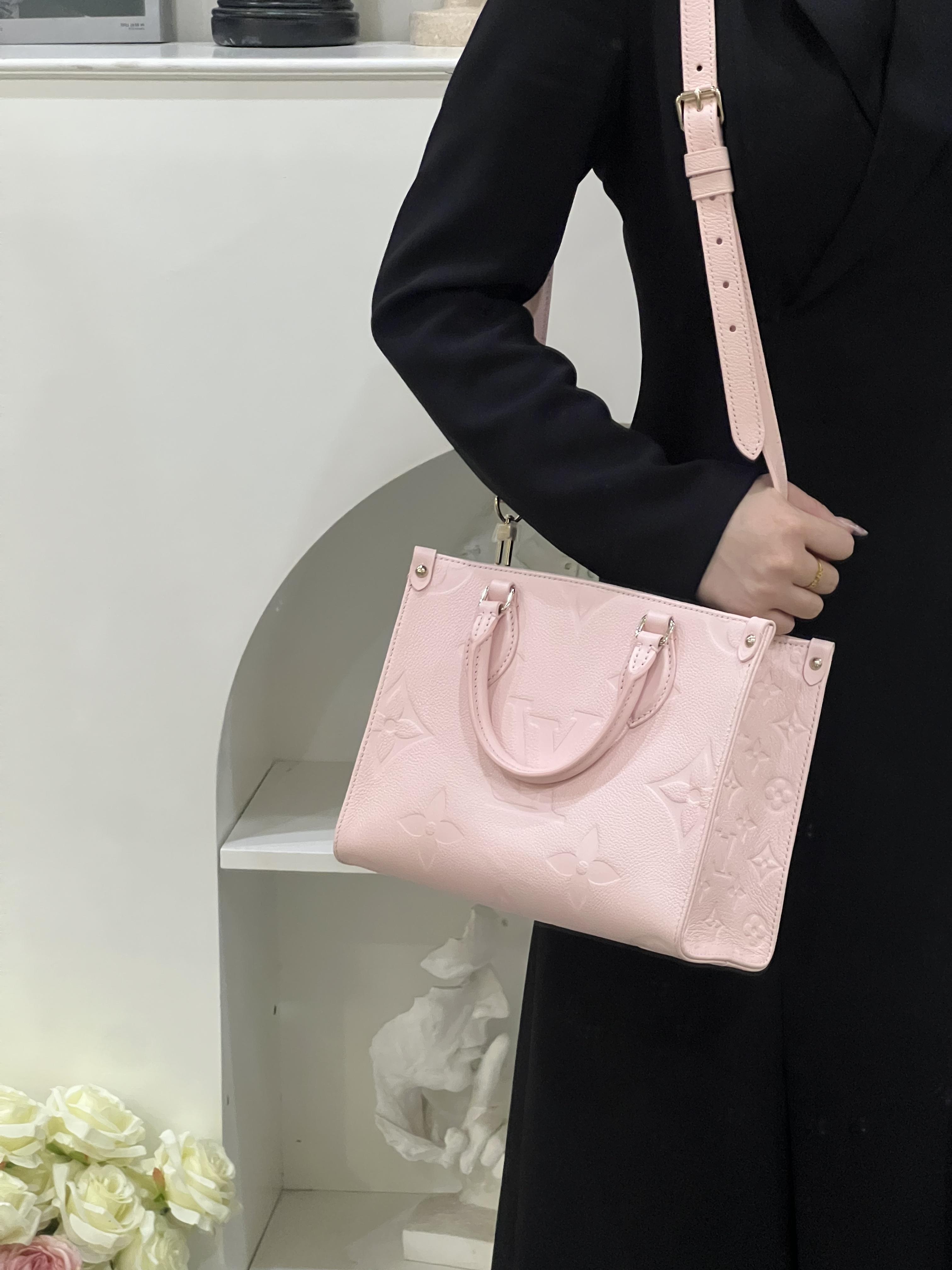 99新 LouisVuitton/路易威登 lv onthego pm全皮粉/公价无/甄选