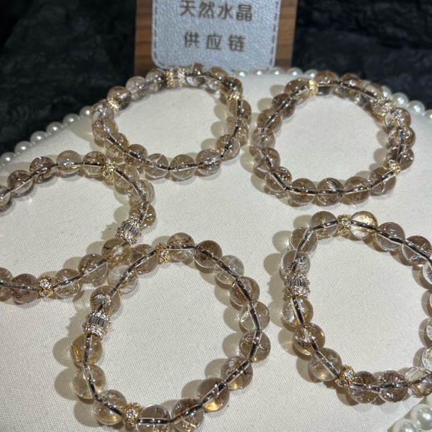 【月月家】S091天然水晶 金箔锦鲤胶花水晶手串 多样性发其一