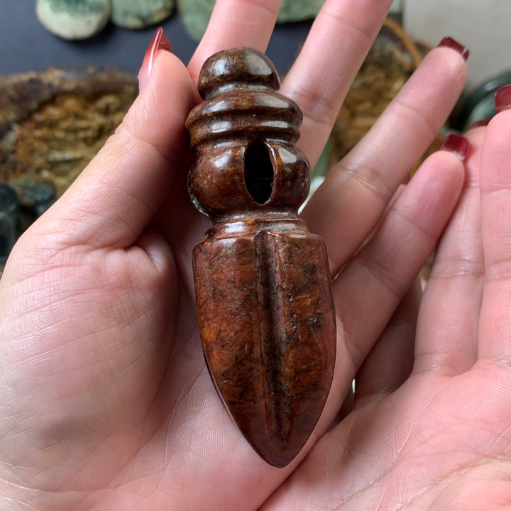 岫岩河磨玉（透闪石质玉）手把未镶嵌花***挖