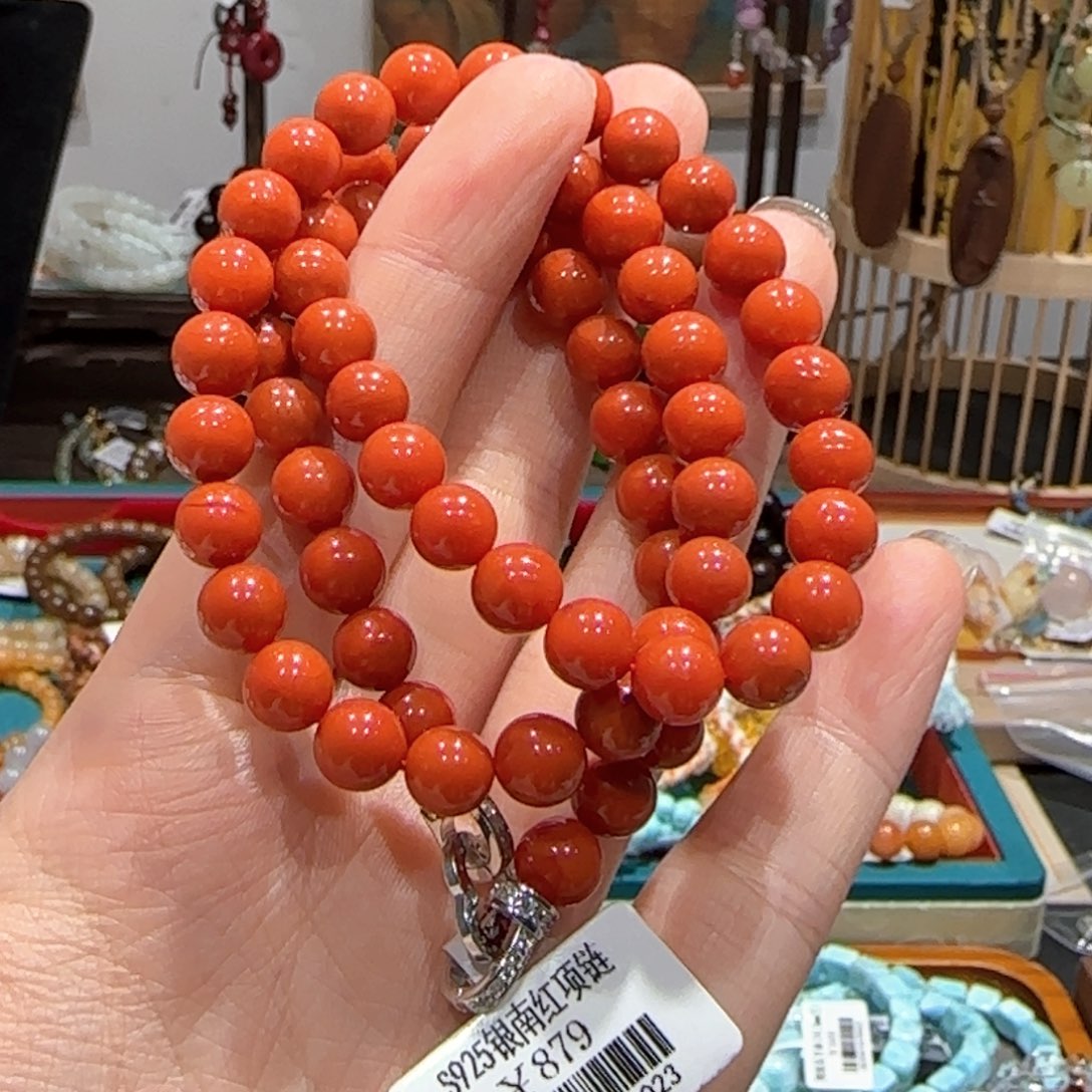 南红玛瑙手串银S925镶嵌手串7.5