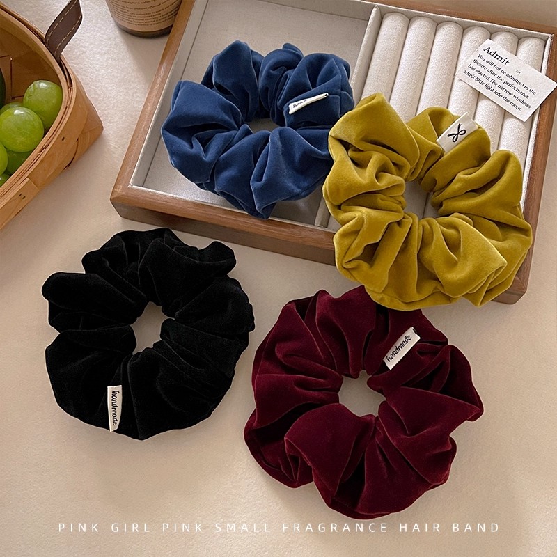 秋冬新款彩色丝绒大肠发圈女高级感洋气时尚扎发皮筋马尾发绳头饰