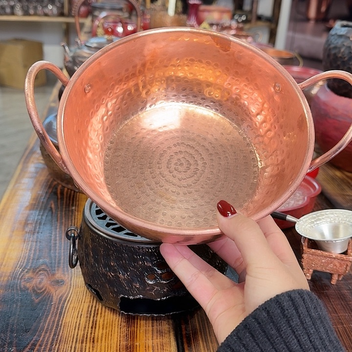 紫铜手工双耳锅20口径
