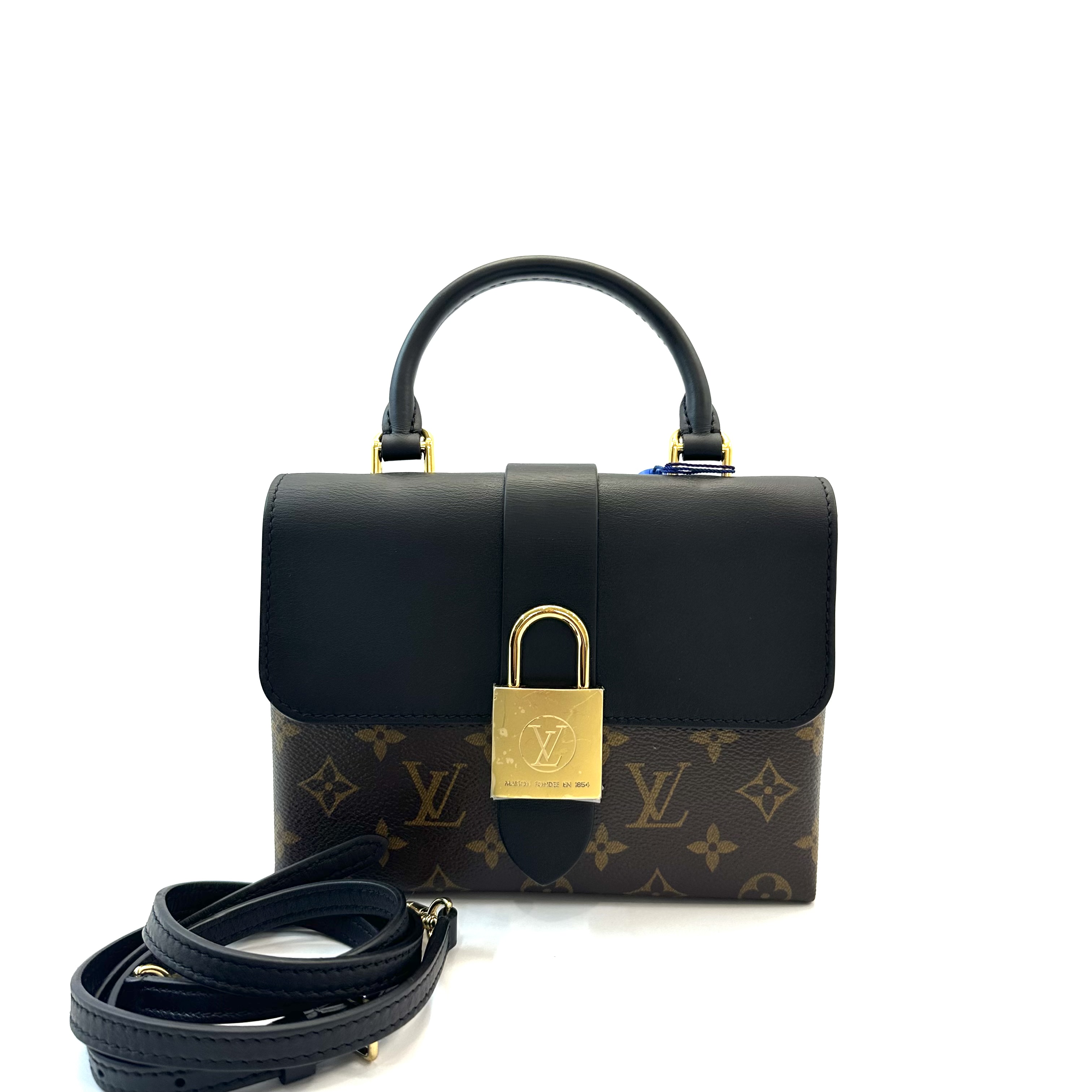 95新 LouisVuitton/路易威登 98新 locky bb 拼色锁头包单肩包