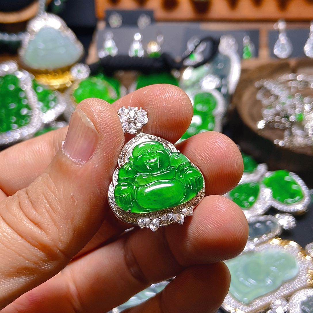 翡翠吊坠(不含链)银S925镶嵌白**?292吊坠