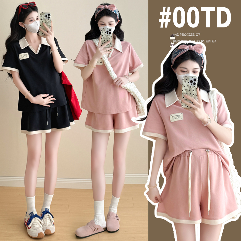 【小雯】2025夏季新款孕妇夏季外穿休闲感宽松百搭短裤套装