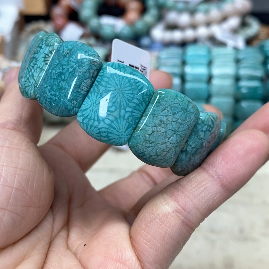 硅化珊瑚（珊瑚玉）手链未镶嵌美*173